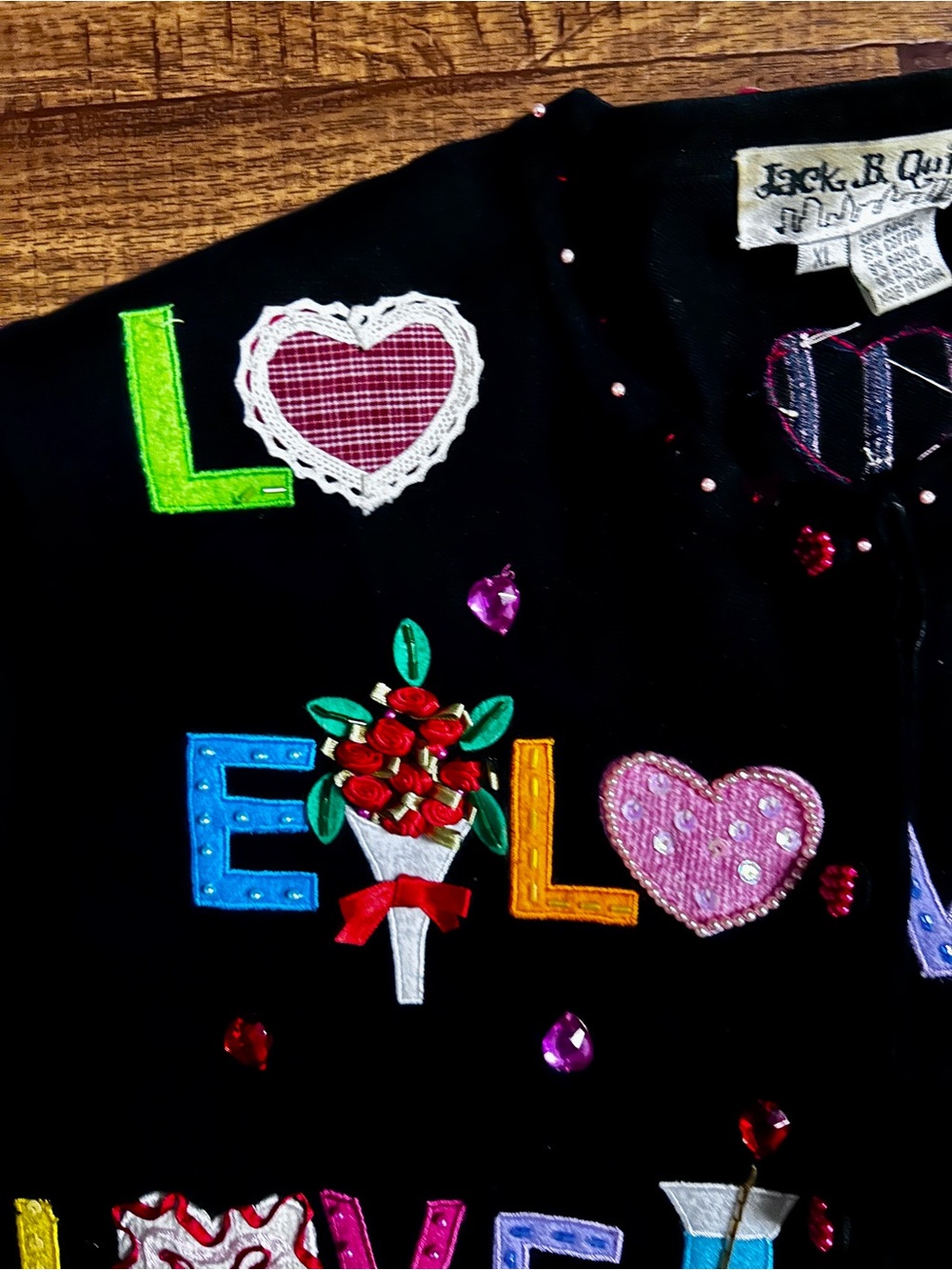 Jack B. Quick ~ X-Large ~ Multi-Colors ~ Valentine ~ Beaded ~ Cardigan Sweater - Picture 16 of 16